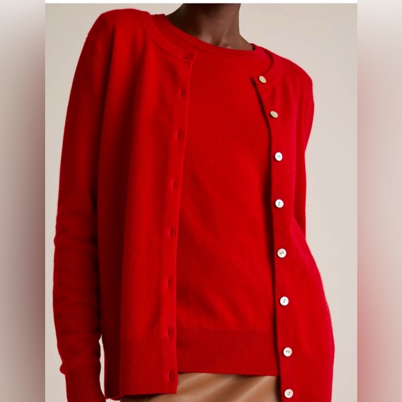 NWT Quince Mongolian Cashmere Red Cardigan - Picture 3 of 8